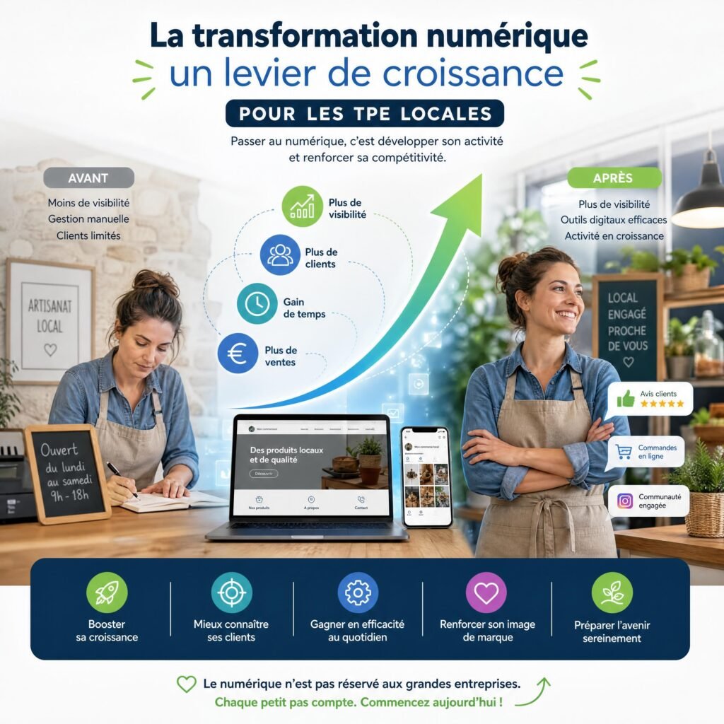 Graphique illustrant la transformation numérique comme levier de croissance pour les TPE locales