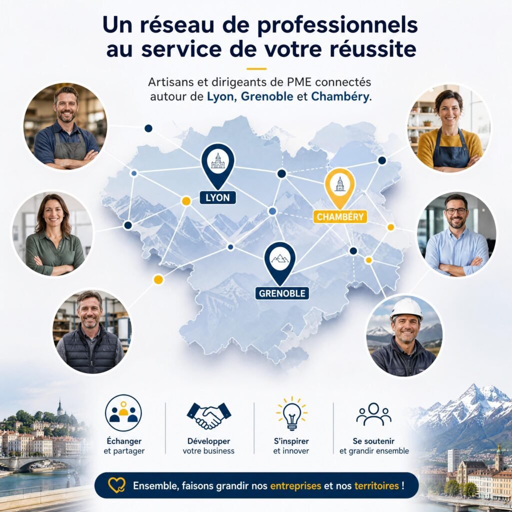 Réseau de professionnels artisans et dirigeants de PME connectés autour de Lyon, Grenoble et Chambéry