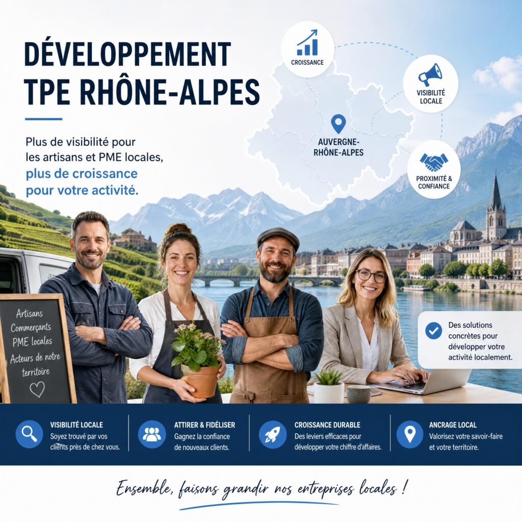 Développement TPE Rhône-Alpes, visibilité artisans Auvergne-Rhône-Alpes, croissance PME locale
