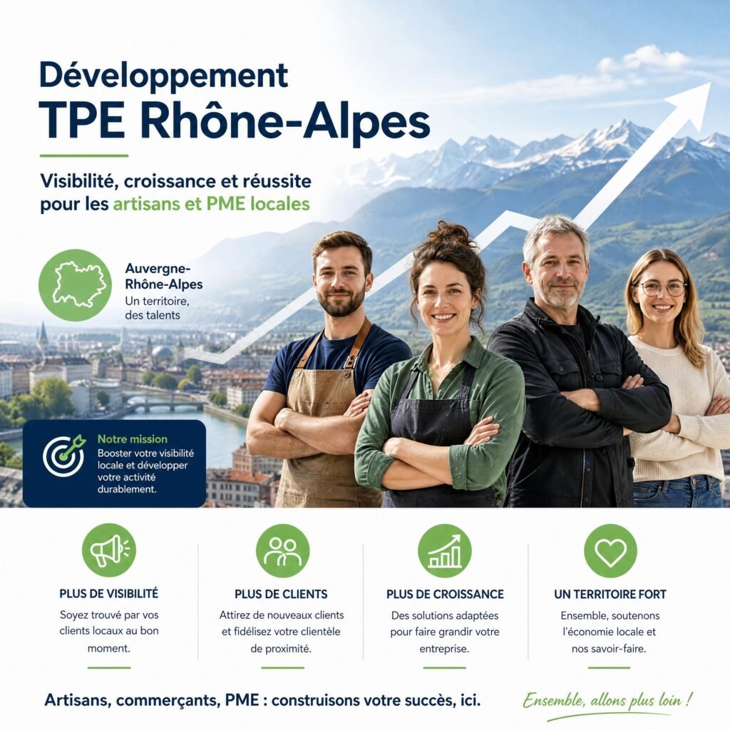 Développement TPE Rhône-Alpes, visibilité artisans Auvergne-Rhône-Alpes, croissance PME locale