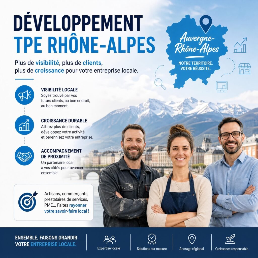 Développement TPE Rhône-Alpes, visibilité artisans Auvergne-Rhône-Alpes, croissance PME locale