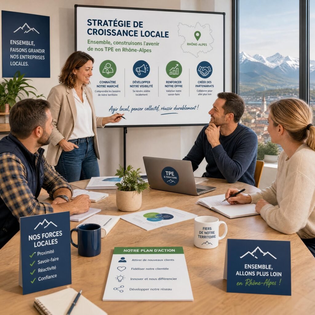 Réunion entre artisans et dirigeants de TPE autour d’une stratégie de croissance locale en Rhône-Alpes